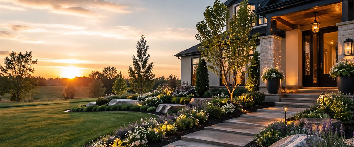 Luxurious home with well-maintained garden and sunset view